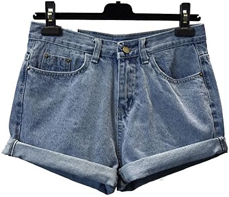 Common Women's Classic High-Waist Cuffed Denim Shorts (Large)