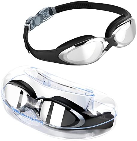 TOMSHEIR Swimming Goggles, Mirror Swim Goggles, Anti Fog UV Protection No Leaking with Protection Case for Adult Men Women Youth Girls Boys 10+years old, Free Ear Plugs