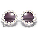 Dollger Daisy Sunglasses for Women Flower Round Fashion Rave Party Disco Fun Festival Retro Sunglasses Girls Gift…