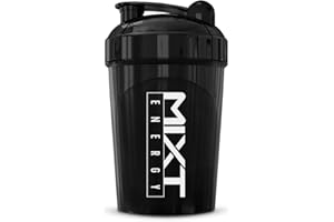 MIXT Energy Shaker Bottle, 16 oz. Shaker Bottle, BPA Free & Lid Mixing Technology (16 oz, Black)