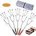 Marshmallow Roasting Sticks - 46-inch Large Telescoping Stainless Steel Roasting Sticks Grill Hot Dog Forks for BBQ, Camping, Outdoor Including 10 Replaceable Head and 5 Telescopic Handle (Silicone)