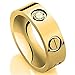 FHMZ(TM) Designer Screw Head CZ Band Love Wedding Ring Couples Rings Gold Finish Sizes 6 - 11