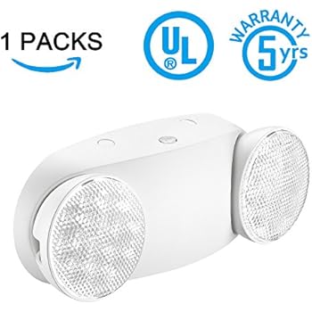 SPECTSUN Emergency Light White, Commercial Emergency Light with Battery Backup, Emergency Lighting Fixture/Emergency Light Combo/Emergency Sign Light//Emergency Light Home - 1 Pack (Round Head)