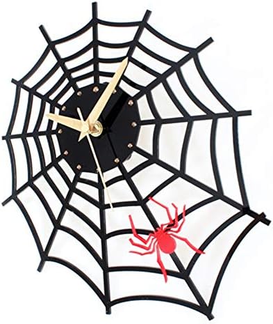 黒蜘蛛の巣形状の石英ミュート壁時計はクモアクリルリビングルームの