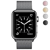 OROBAY Replacement Band for Apple Watch, Stainless Steel Mesh Loop Magnetic Closure Clasp Apple Watch Wristband Strap for Apple iWatch Sports&Edition (Black, 38 mm)