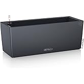 Lechuza BALCONERA Color 50 Slate, Self-Watering Window Box (Railing Planter), H7.5 L19.7 W7.5 in