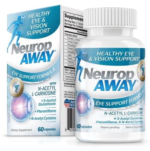 NEUROPAWAY EYE SUPPORT SUPPLEMENT 60CT WITH LUTEIN N-ACETYL L-CARNOSINE S-ACETYL GLUTATHIONE N-ACETYL CYSTIENE PTEROSTILBENE LYCOPENE ZEAXANTHIN TO SUPPORT HEALTHY VISION, HELPS BLURRY AND DRY EYES