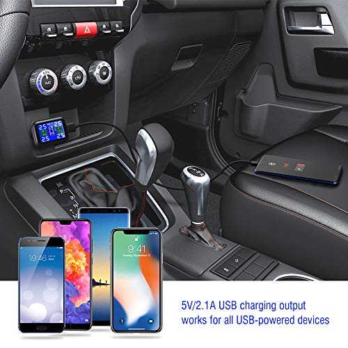 Tsumbay TPMS Car Tire Pressure Monitoring System Wireless Real-time Alarm with 4pcs External Sensors (1.1-3.5 Bar/ 16-51 Psi), Temperature and Pressure LCD Display - Thumbnail 2