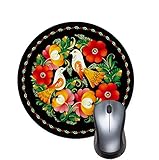 Bright Colors Birds And Flowers Background Mouse Pad Office Desktop Or Gaming Cloth Surface Natural Rubber Round Mouse Mat