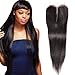 Unice Hair Malaysian Straight Virgin Human Hair 4X4 Lace Closure Natural Color (16inch, Middle Part)