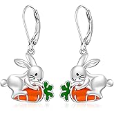 Talonior Bunny Earrings for Women Easter Earrings Carrot Egg Dangle Drop Sterling Silver Cute Animal Bunny Rabbit Jewelry Gifts