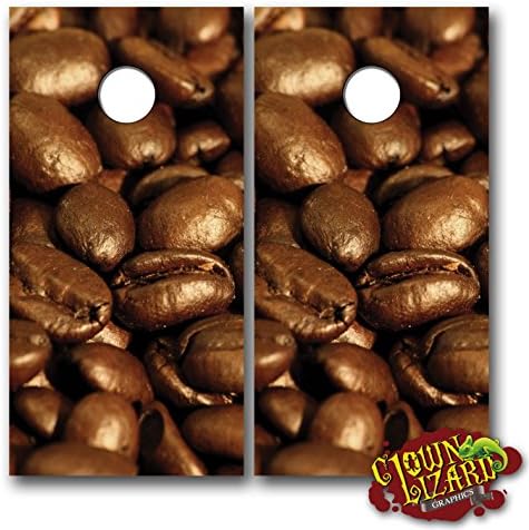CL0040 Coffee Beans CORNHOLE LAMINATED DECAL WRAP SET Decals Board Boards Vinyl Sticker Stickers Bean Bag Game Wraps Vinyl Graphic Image Corn Hole CoffeeBeans2 Java Mocha Cappuccino Espresso
