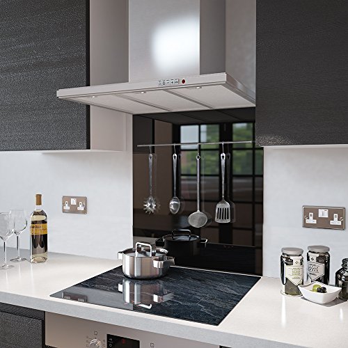 Premier Range Heat Resistant 100cm x 75cm Toughened Glass Splashback - Black with Utensil Rai by Premier Range