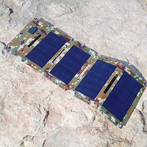 Sulprewopi 10W USB Solar Cell Charger,Foldable Monocrystalline Mobile Solar Panel For Charging Smartphone,Power Banks (Camouflage) (holey)