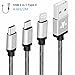USB Type C Cable, LeVenustar 6.6ft (2M) 3 in 1 Multiple USB Charging Cable with Lightning Cable / Micro USB / USB Type C for iPhone 6 6 Plus 5 5s, Macbook, Nexus 6P, 5X, Sumsung and more (Silver)
