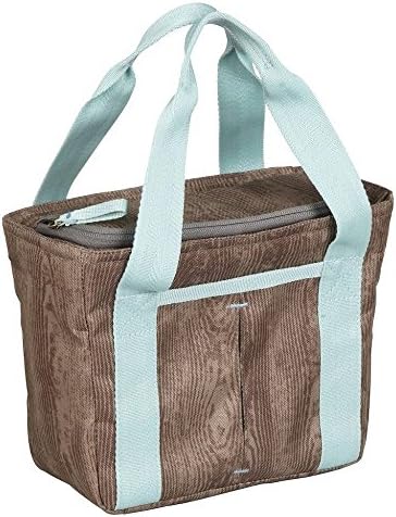 Lunch Tote Bag Reusable Thermal Insulated (Brown and Teal)