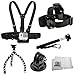SSE Essentials Accessory Kit Includes Chest Mount + Head Mount + Selfie Monopod + Gripster + Tripod Adapter + Microfiber Cleaning Cloth for GoPro HERO4 Session, HERO4, HERO3+, HERO3 (Black, Silver & White), HERO & HERO+ LCD