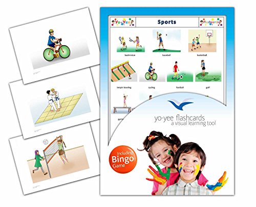 Sports Flashcards in English with Matching Bingo Game Cards in One Set - Vocabulary Picture Cards for Babies, Toddlers, Kids and Children - Size 4.13  5.83 in - DIN A6