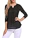 Angvns Women Print Chiffon V Neck Loose Casual Shirt Top, White Dot, M