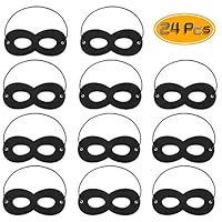 Kuqqi 24 Pcs Black Felt Mask, Adjustable Eye Masks Half Masks Kids Party Mask with Elastic Rope for Party Cosplay Accessor