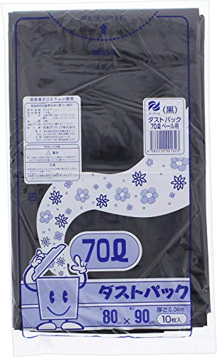 日泉ポリテック ゴミ袋 ゴミ箱用アクセサリ 黒 70L ダストパック 厚手0.04mm 日本製 (ケース販売) 10枚入 30個セット