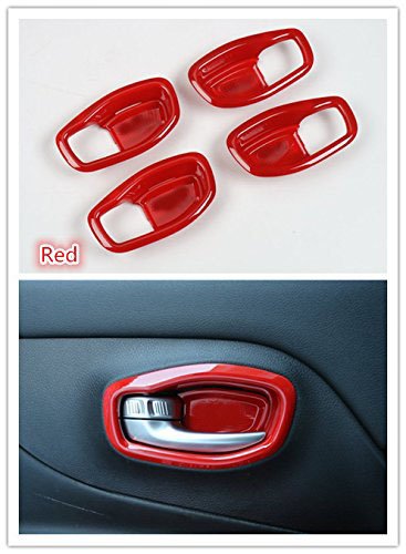 FMtoppeak 4 pcs Car Inner Door Handle Bowl Cover Trim Frame for Jeep Renegade 2014 UP Red