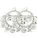 RechicGu Silver 1Pair Vintage Tribal Rare Coins Big Hoop Banjara Kuchi Belly Dance Chain Boho Gypsy Dangle Earrings,3.9