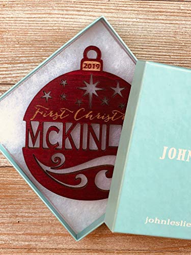 Personalized First Christmas 2019 Ornament (or any year) from Solid Wood