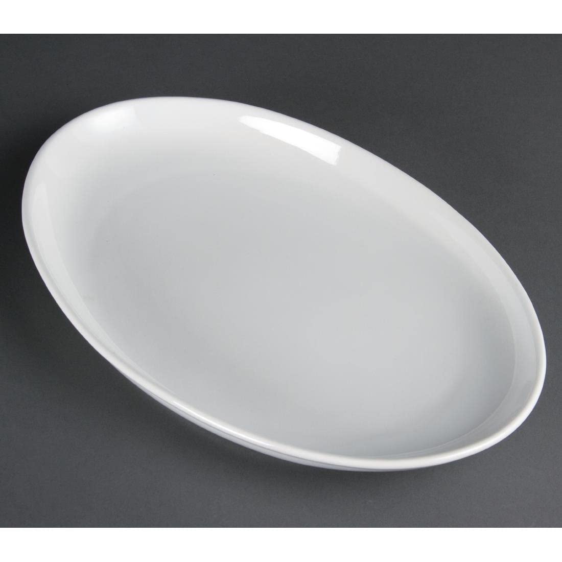Olympia Whiteware French Deep Oval Plates 365mm (2 Pack) - Porcelain Dining Plates, Dinnerware Set CC891