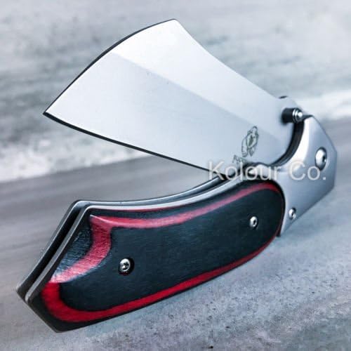 MOON KNIVES TACTICAL Spring Assisted Open Pocket Knife CLEAVER RAZOR Silver FOLDING Blade