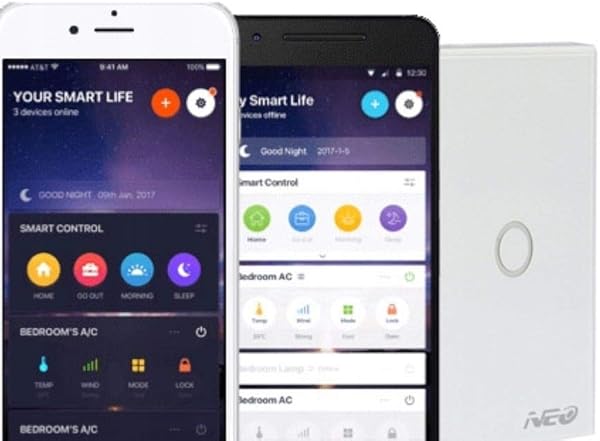 NEO Interruptor de luz WiFi con 3 circuitos de Google Alexa TUYA Smart Light Switch Triple