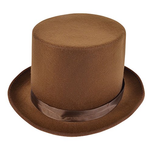 Bristol Novelty BH589 Wool Felt Top Hat, Unisex-Adult, Brown, One Size
