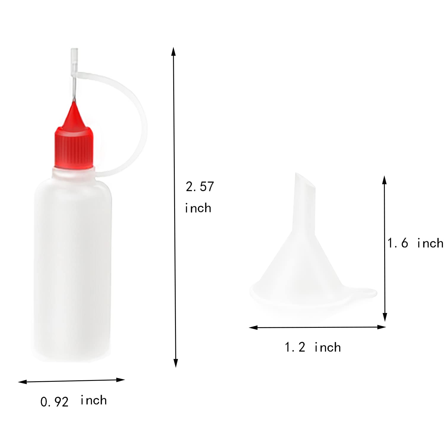 12 Pcs 0.5 Ounce Precision Tip Applicator Bottles, 6 Color Needle Tip Glue Bottles for DIY Paper Quilling Craft, with 2 Mini Funnel, 15ML