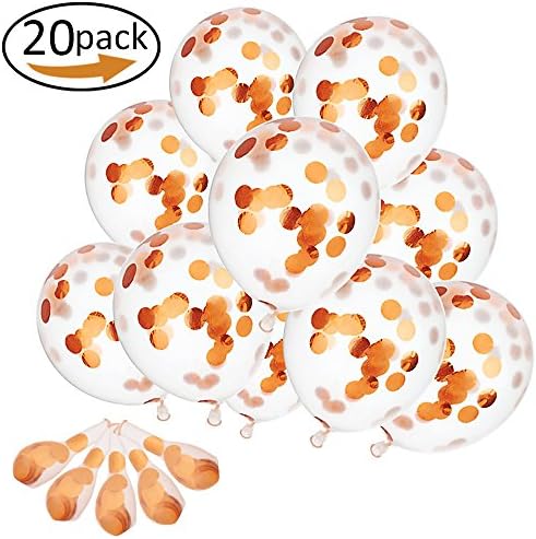 20 Pieces 12" Rose Gold Confetti Balloons with Rose Golden Paper Confetti Dots for Party,Wedding Decoration and Proposal