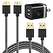 Galaxy S5 Charger (3-in-1), WITPRO 6ft Braided Fast Charging Cable 2-Pack and 2.1A/5V Dual USB Wall Charger for Samsung Galaxy S5 / Note 3 (Black)