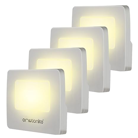 Emotionlite 4 Stück LED Nachtlicht mit Dämmerungssensor Kinder Nachtlicht Sehr gut für Kinderschlafzimmer Badezimmer Flur Tre