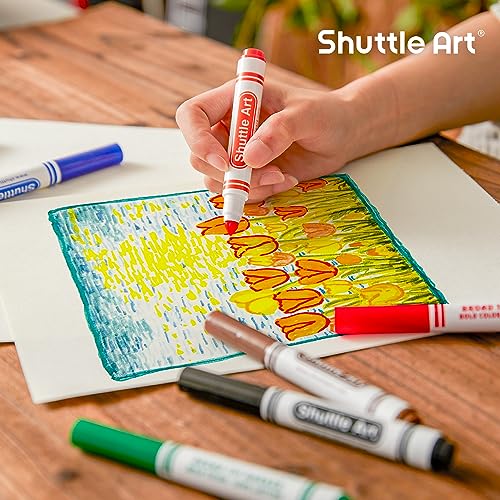 Shuttle Art 304 Pack Washable Markers, 16 Assorted Colors Broad Line Conical Tip Large Markers Bulk with a Box, Bonus Caps, Home Classroom School Supplies for Toddlers Kids Adults Students Teachers