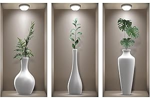 CHDITB 3D Wall Stickers Living Room,3D Wall Art Stickers, Realistic 3D Window View Scenery Wall Sticker, Vase Wall Decal, Pla