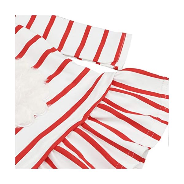 Fashspo Toddler Girl Christmas Dress Stripe Long Sleeve Autumn Winter Xmas Cotton Santa Claus Basic Shirt - Image 5