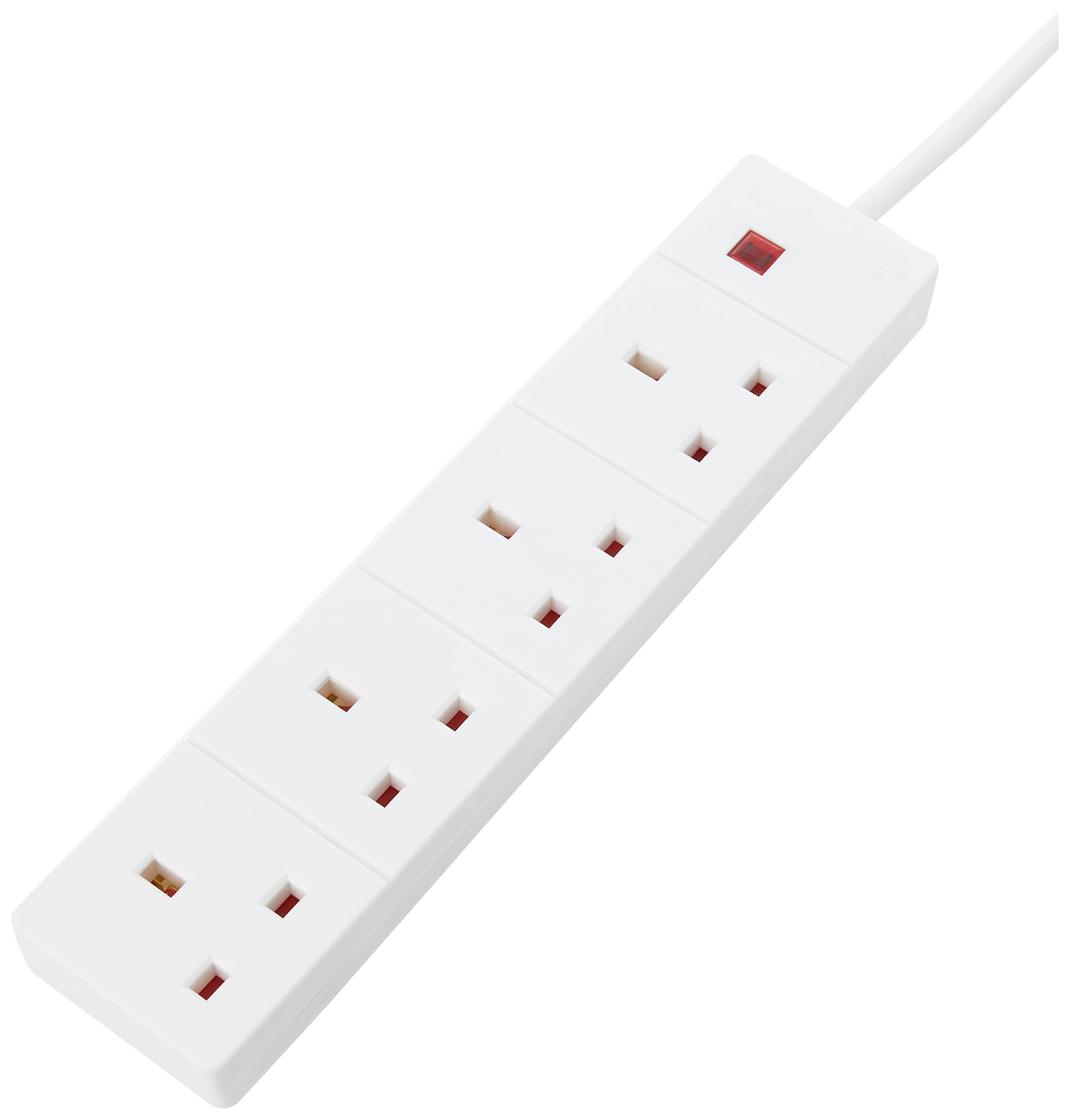 PRO ELEC 4 Gang Extension Lead with Neon 1m, White