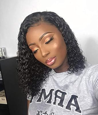 Beeos Short Curly Bob Human Hair Wigs 13aƒa 6 Lace Front Wigs For