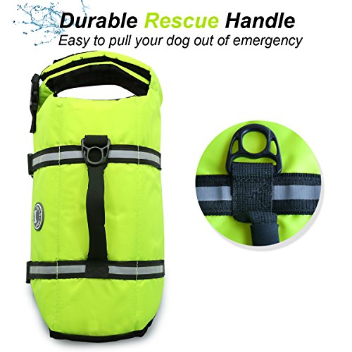 Vivaglory Ripstop Dog Life Vest, Reflective & Adjustable Life Jacket