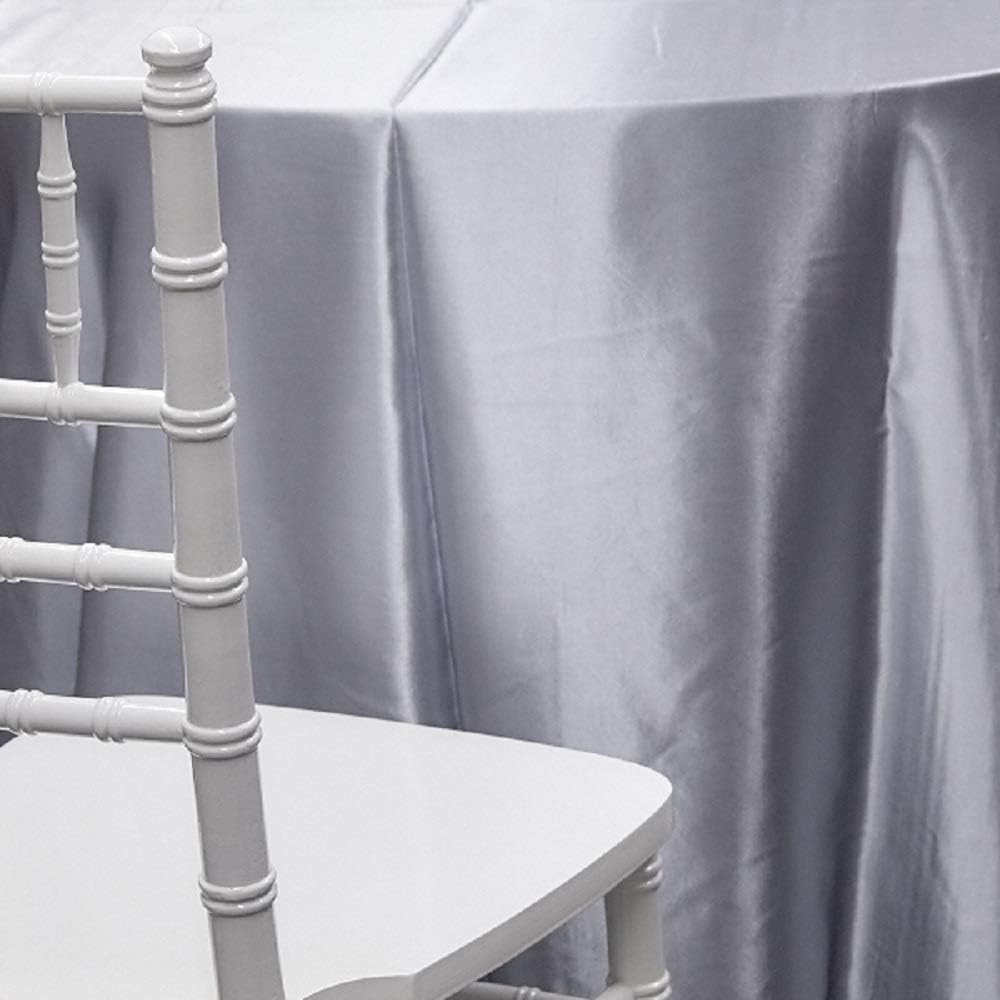 Event Decor Direct Silver - Deco Satin Tablecloth - 126 inch Round
