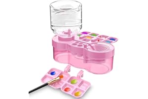 1 PCS Pink Transparent Paint Brush Cleaner Tool,Universal Crafts Water Cycle Watercolor Brushes Rinse Dispenser with Holder a