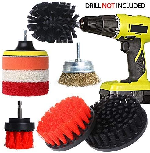 QUIENKITCH 9PCS Drill Brush Attachments with Scrub Pads&Ultra Stiff Cone Brush
