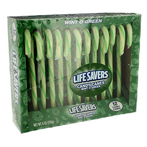 Life Savers Candy Canes Wint O Green - 12 Candy Canes in Box