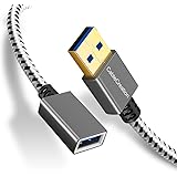 Short USB 3.0 Extension Cable, CableCreation 2-Pack USB 3.0 A Male to Female Extender Compatible Oculus VR, Playstation, Xbox, Keyboard, Printer, Scanner, Space Gray Aluminum,1FT