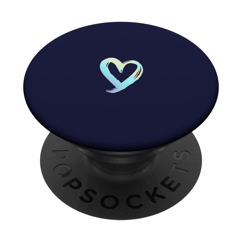 Rainbow Minimalist Heart Navy Blue PopSockets Adhesive PopGrip