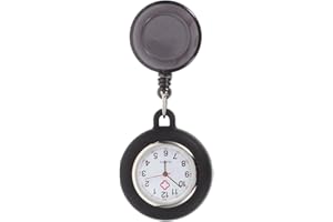 ULTECHNOVO Retractable Nurse Watch with Red Second Hand, Clip On Silicone Lapel Fob Pocket Watch for Nursing Student, Women D