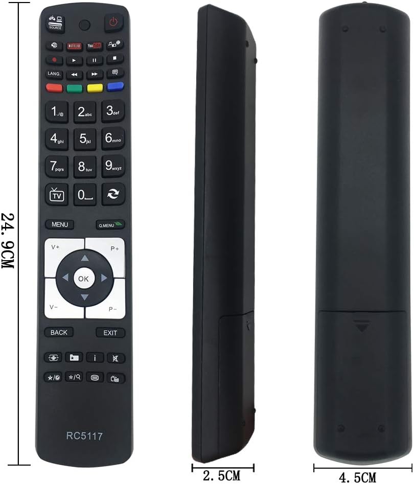 Replacement TV Remote Control RC5117 for All Hitachi Techwood LUXOR Technika Digihome Alba Telefunken Polaroid FINLUX Bush Smart TV with Netflix Youtube Buttons - Image 5